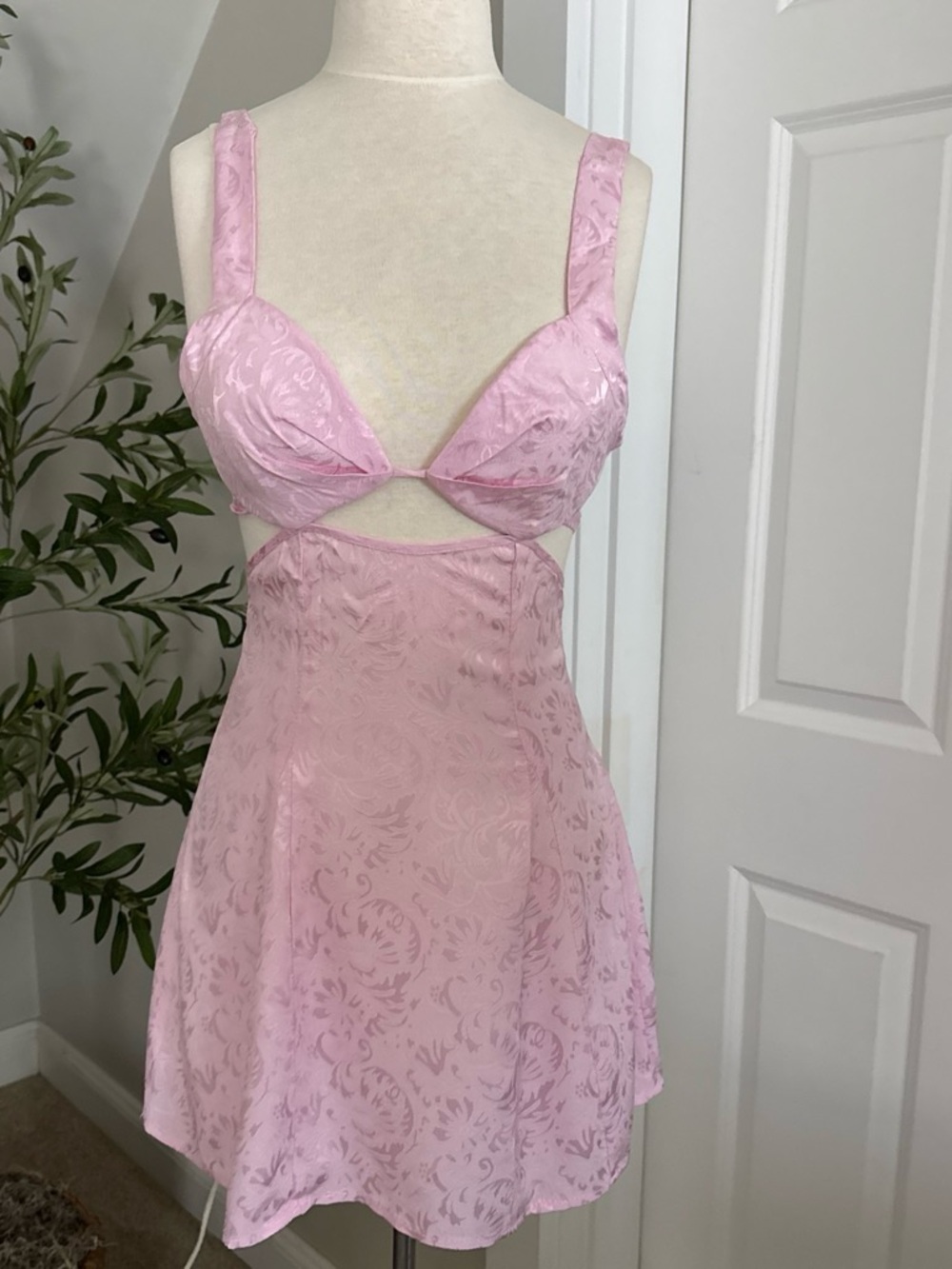For Love And Lemons Blush Pink Jacquard Mini Dress